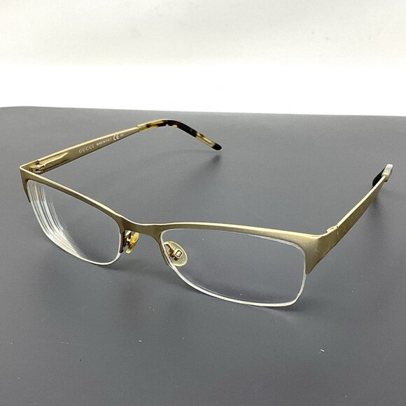 Gucci GG 4211 AOZ Half Rim Gold Brown Eyeglasses Optical Frame 53-17-135